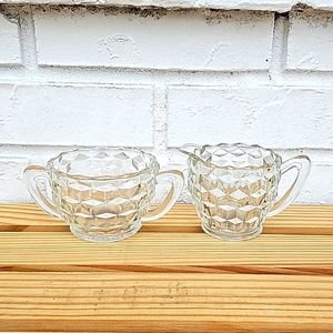 Vintage American Whitehall cream sugar dish Indiana cubist pattern